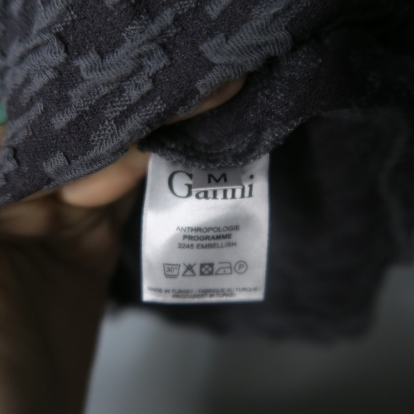 Anthro Ganni Athena Gray Textured Houndstooth Knit Mini Dress Short Sleeve M - Picture 5 of 7